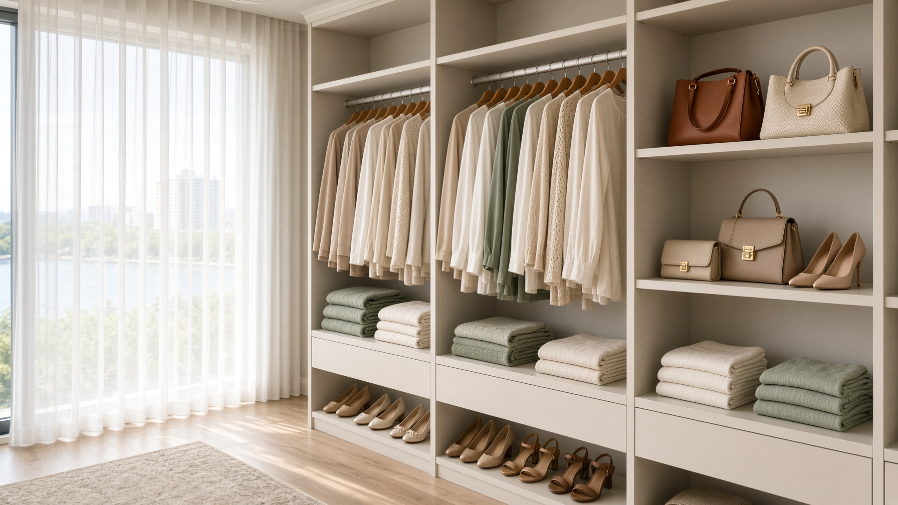 Organized walk-in closet