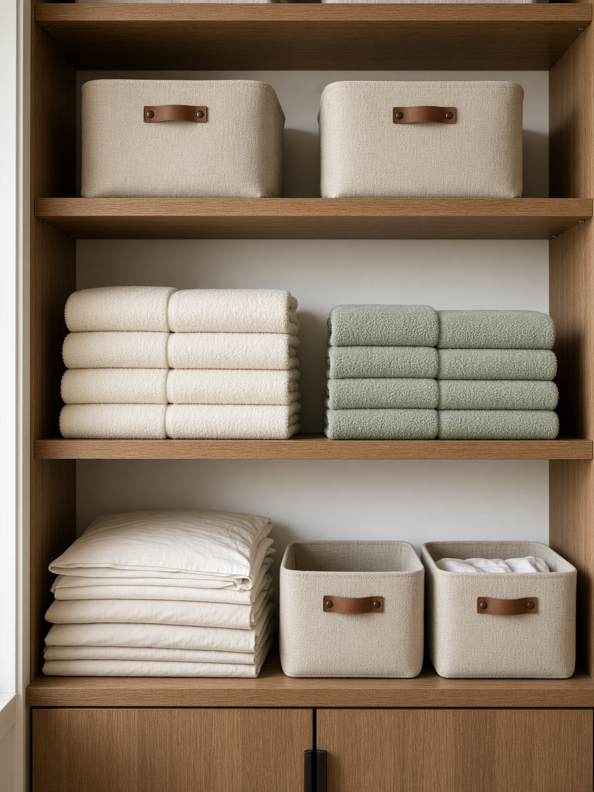 Organized linen closet